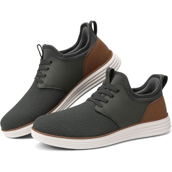 ⚡VILOCY Men's Grey Fashion Dress Oxfords Business Mesh Breathable Sneakers - Picture 4 of 9